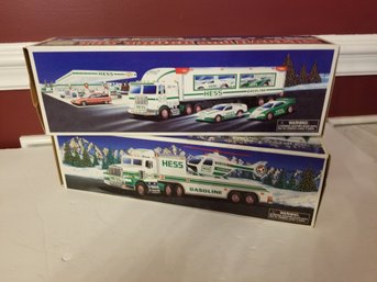 NOS 1995 & 1997 HESS Collectible Trucks - Toy Truck & Racer, Toy Truck & Helicopter