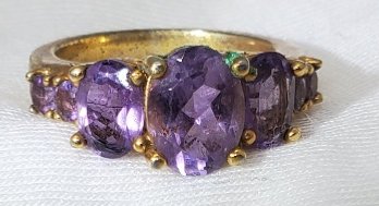 Gold Over Sterling Silver Size 7 Amethyst Ring