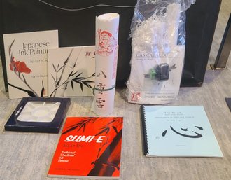 Books And Supplies On Japanese Ink Painting