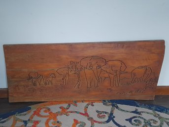 Wood Carved Animal Art Plaque