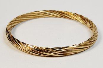 Vintage 14k Yellow Gold Spiral Design Bangle Bracelet