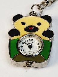 Vintage Panda Bear Clock Key Chain
