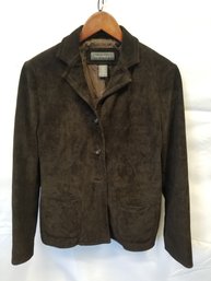 Banana Republic Dark Brown Leather Suede Cropped Jacket Blazer - Medium