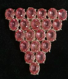 Vintage 1930's - 1940's  Pink Rhinestone Large Dress  Clip 3' Length X 2.5' Width No Issues Clip Works Well