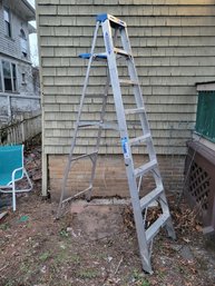 Werner Step Ladder. Aluminum. 8'. Tested And Working.  - - -- - - - - - - - -- - - - - - - - - Loc: Back Door