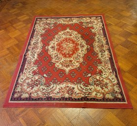 Area Rug With Low Pile. Dard Red/Dark Grey And Some Cream Accents