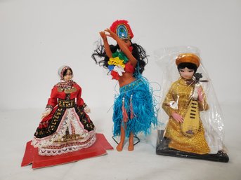 Trio Of Vintage Collectible Dolls From Around The World