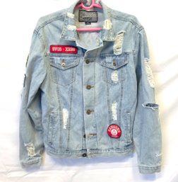 Women's Vintage Distressed Hold Your Breath Denim Jacket By Brooklyn Cloth Size M