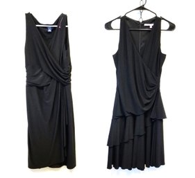 Two Women's Beautiful Black Sleeveless V-neck Cocktail Dresses:  Chaps, Luxe Size Small