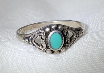 Sterling Silver Size 8 Turquoise Ring