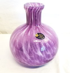 Beautiful Swirl Handmade White & Lavender Crystal Vase - Made In Italy
