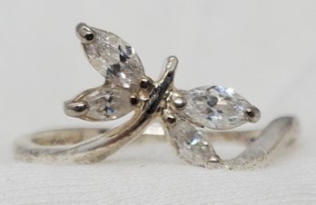 Stunning Size 7 Sterling Silver Butterfly Ring With CZs