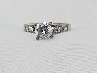 Captivating Size 7 Sterling Silver CZ Anniversary Ring