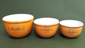 Vintage Terra Cotta From Tuscany Mixing Bowl Set - Florence Italy