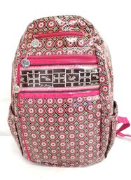 Vera Bradley Large Frill Hot Pink & Brown Backpack - Waterproof