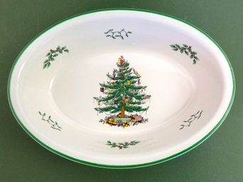NEW Spode Christmas Tree 12.5' White Ceramic Oval Rim Dish
