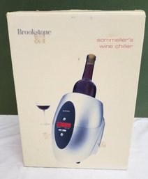 NEW Brookstone Sommeliers Wine Cooler Chiller Luxury Electric Table Cooler - Silver