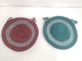 Vintage Braided Round Seat Cushions With Ties