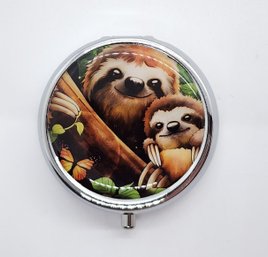 Mama & Baby Sloth Travel Pill Case With Mirror