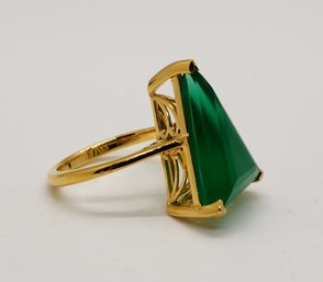 Green Onyx Ring In Yellow Gold Over Sterling