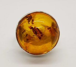 Baltic Amber Ring In Sterling