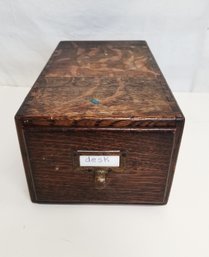 Vintage 14' Large Dark Oak Single Drawer Card Catalog Box With Brass Handle