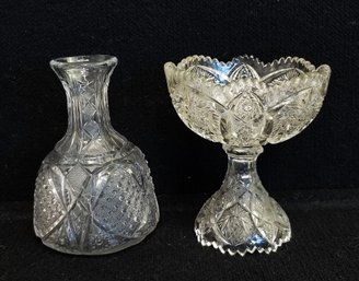 Beautiful Vintage Brilliant Period Glass Decorative Bowl & Decanter