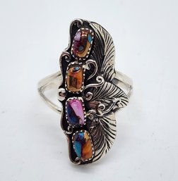 Rainbow Turquoise Ring In Sterling