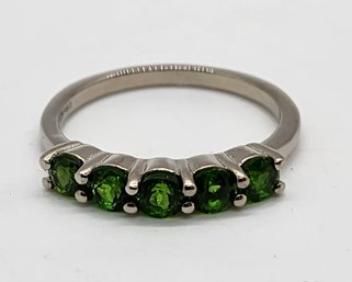 Chrome Diopside 5 Stone Ring In Platinum Over Sterling