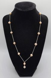 Freshwater Pearl Station Necklace In Sterling