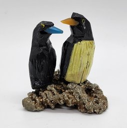 Multi-Gemstone Carved Penguin Couple