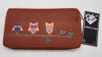 Union Code Burnt Orange RFID Protection Leather Owl Wallet