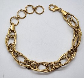 14k Yellow Gold Over Sterling Double Link Bracelet With 2' Extender