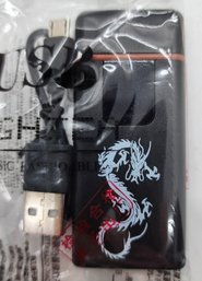 Black Electric Lighter With White Dragon & Charger