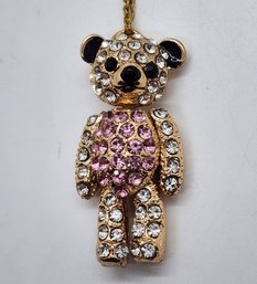 Austrian Crystal Bear Pendant Necklace