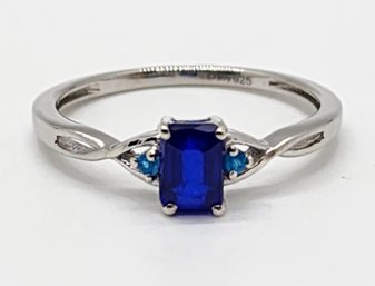 Blue Spinel, Neon Apatite Twisted Shank Ring In Platinum Over Sterling