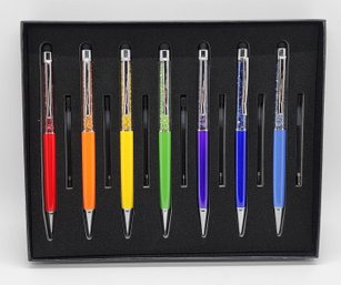 Set Of 7 Multi-color Acrylic Crystal 2 In 1 Ball Point Pens