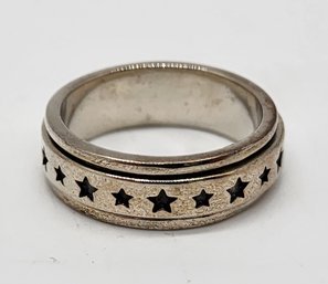 Size 5 Star Spinner Ring In Sterling