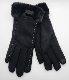 Black Cashmere Wool, Faux Fur Soft Gloves