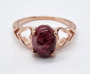 Thulite Ring In Rose Gold Over Sterling