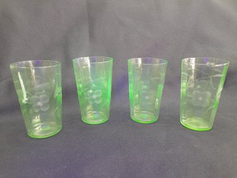 Uranium Floral Juice Glasses