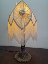 Ornate Table Lamp With Beaded Shade