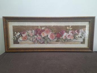 Framed Floral Print Mixed Flowers On A Mantle