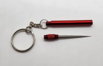 Red Stainless Steel Toothpick On Keychain