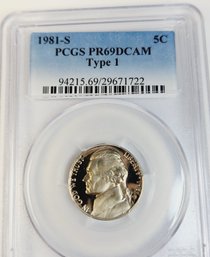 WOW...1981-s Jefferson Nickel PCGS Pr69  DECAM PROOF Graded Slab