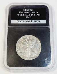 1942 Silver Walking Liberty Half Dollar In Slab Case  (WW II)