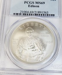 2004-P PCGS MS69 US  Commemorative Dollar Thomas Edison Graded And Slabbed