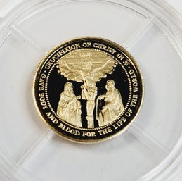 14k Gold American Mint - History Of Christianity  585 Gold Proof Coin W/ COA (1/2 Gram)