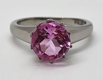 African Lilac Quartz Ring In Stainless