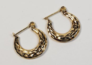 Vintage 14k Yellow Gold Horse Shoe Hoop Earrings